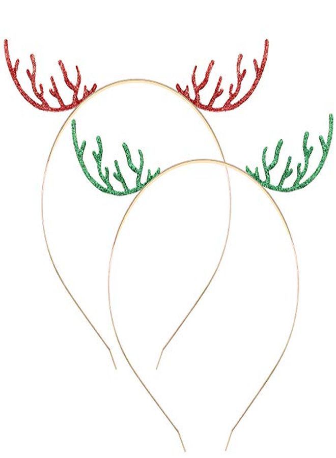 NVENF Christmas Headbands Glitter Xmas Reindeer Antler Hairbands For Women Girls Shiny Deer Horn Hair Hoop Holiday Hair Accessory Gifts (Style A Antler)  - Image 1