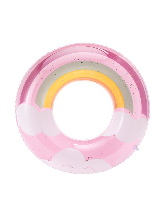 Thickened Children's Striped Adult Swimming Ring Inflatable Underarm Ring Net Red Floating Ring Double Airbag Swimming Ring-Outer Diameter After Inflation:60#(suitable For 2-4 Years Old)-Inside Diam
