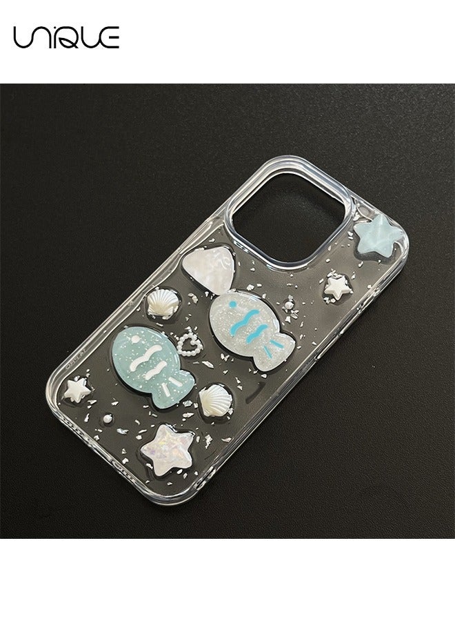 Unique For iPhone 16 Pro Phone Case - 3D Star Little Fish Shiny Phone Case - Clear Phone Case - Stylish and Simple Phone Case - TPU Drop Protection - Image 2