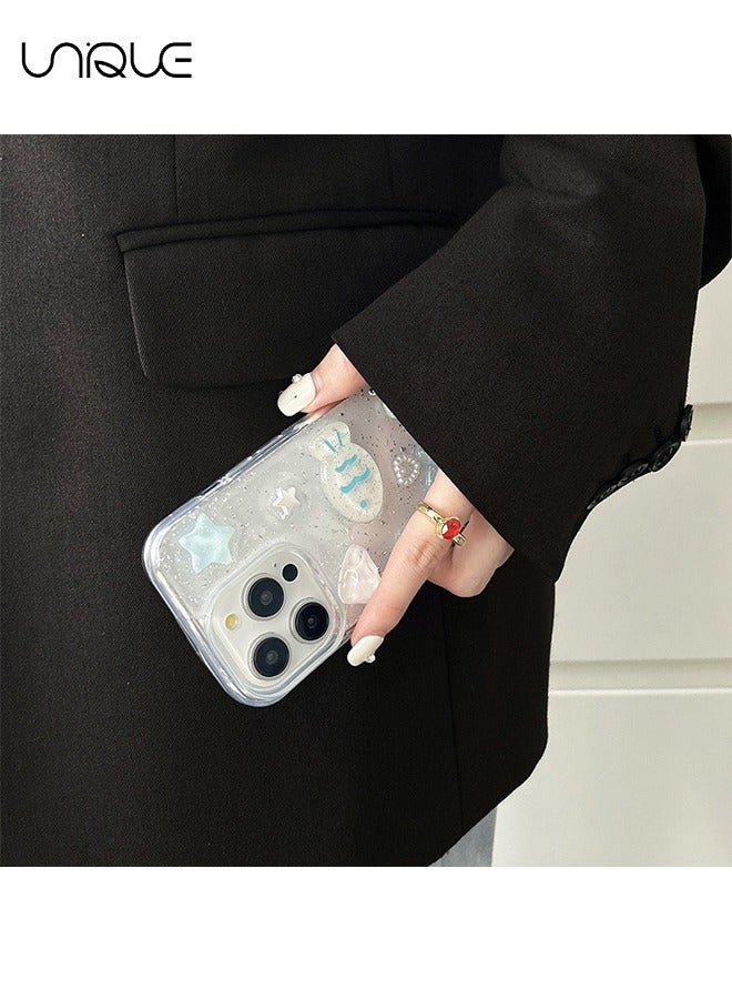 Unique For iPhone 16 Pro Phone Case - 3D Star Little Fish Shiny Phone Case - Clear Phone Case - Stylish and Simple Phone Case - TPU Drop Protection - Image 4