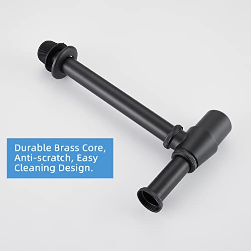 GORDEE Bathroom Basin Sink Bottle Trap Waste Pipe 1-1/4 inch Slip Inlet Drain Tube Kit, Lavatory Adjustable Basin Sink Waste Drain P-Trap Kit, General US/CA Standard, Matte Black - Image 4