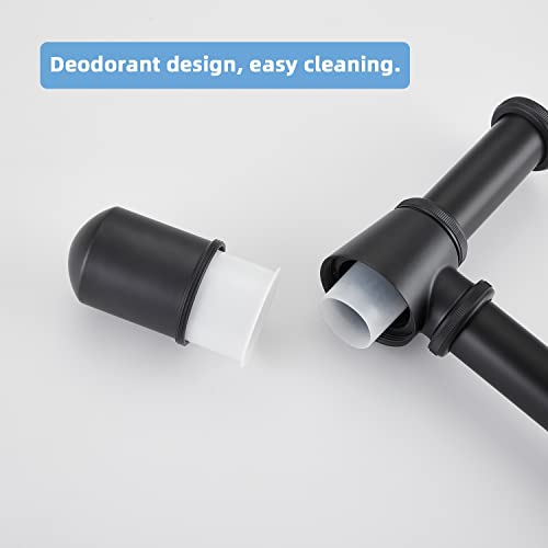 GORDEE Bathroom Basin Sink Bottle Trap Waste Pipe 1-1/4 inch Slip Inlet Drain Tube Kit, Lavatory Adjustable Basin Sink Waste Drain P-Trap Kit, General US/CA Standard, Matte Black - Image 5