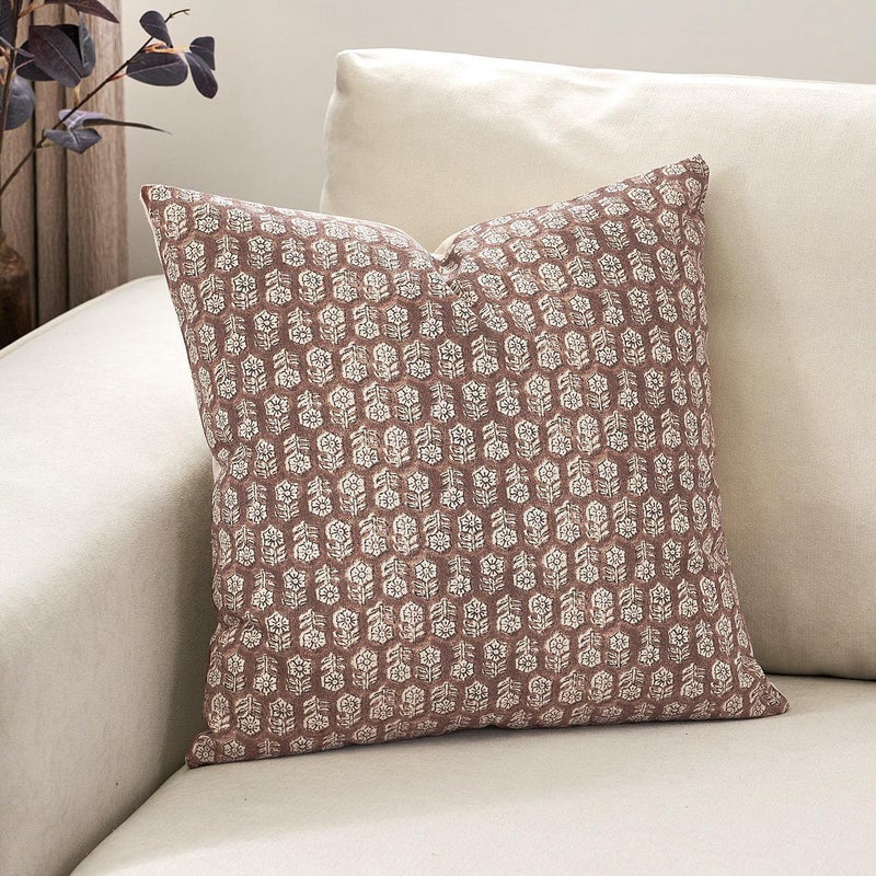 DOMVITUS Pillow Covers 20x20 Floral Pillow Covers Couch Pillows for Living Room Decorative Farmhouse Accent Print Throw Pillow Covers 1PC Cognac Brown