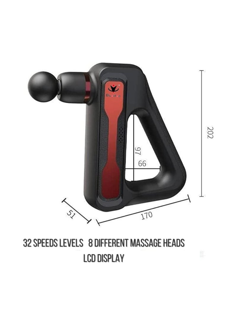 Bluedio Bluedia Deep Tissue Massage Gun, Back with LCD Display for Athletes, Muscle Pain Relief - 32 Speed ​​Levels & 8 Different Heads, Battery Operated, Green  - Image 4