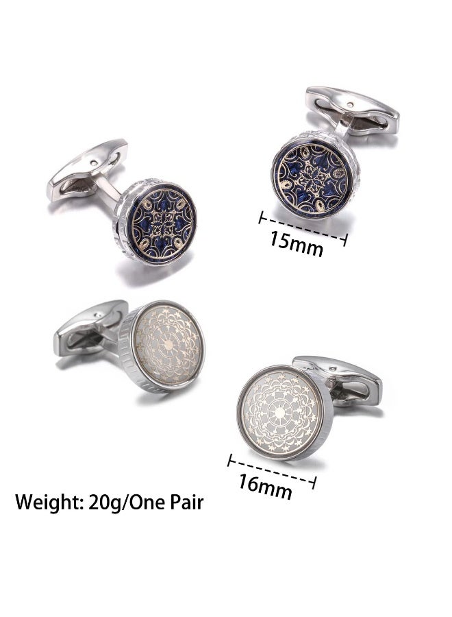 2 Pairs Men's Cufflinks, Shirt Suit Cufflinks, with Classic Calm and Unique Design are Suitable for Formal occasions and Daily Mens Accessories（with Cufflink Box） - Image 3