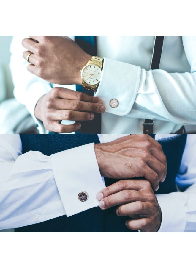 2 Pairs Men's Cufflinks, Shirt Suit Cufflinks, with Classic Calm and Unique Design are Suitable for Formal occasions and Daily Mens Accessories（with Cufflink Box） - Image 4