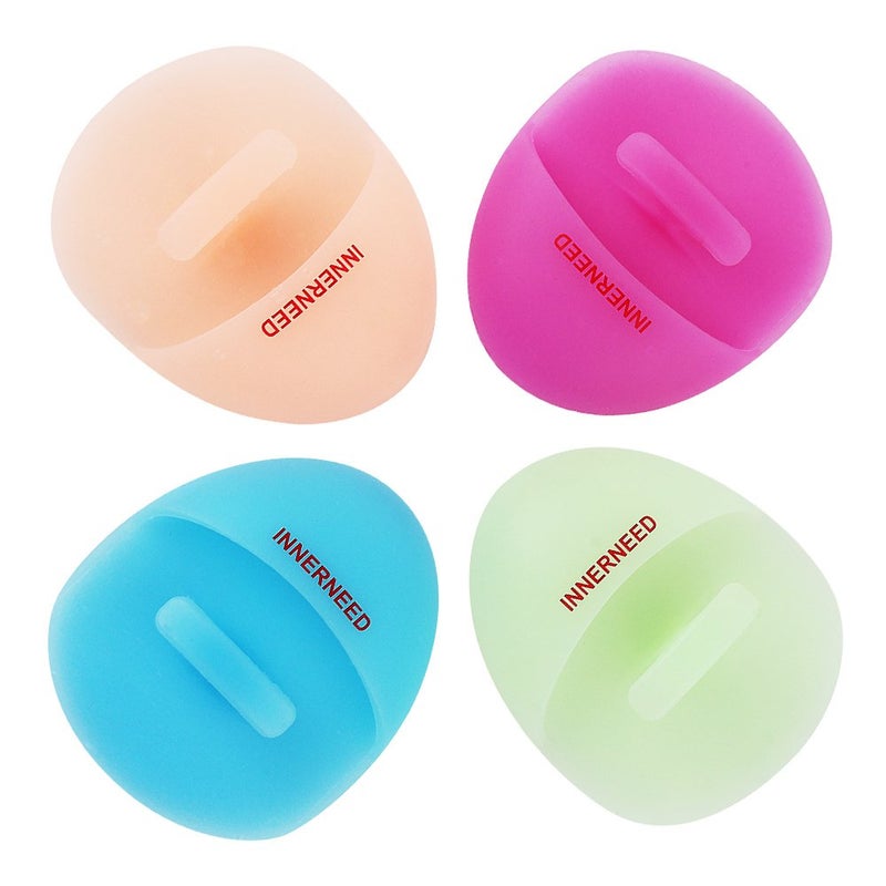 INNERNEED Super Soft Silicone Face Cleanser and Massager Brush Manual Facial Cleansing Scrubber Handheld Wash Pad for Sensitive Delicate Dry Skin Pack of 4