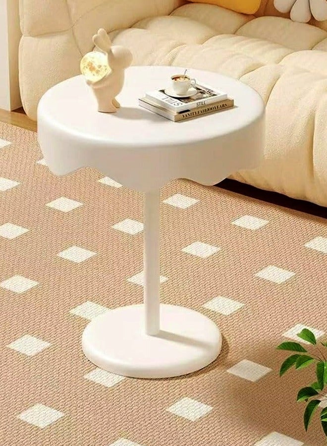 فاشون هوم طاولة جانبية بلاستيكية بتصميم حديث متعدد الأغراض على نحو سلس ومتموج، طاولة جانبية مستديرة على سطح الطاولة، طاولة قهوة متينة خفيفة الوزن، طاولة تقديم لغرفة المعيشة وغرفة النوم والمكتب 42 × 57 سم  - Image 4