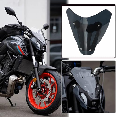OXLLONE MT-07 FZ-07 2024 Windshield Protection Cover Motorcycle Windscreen Deflector with Bracket for MT07 FZ07 MT FZ 07 2021 2022 2023 2024- Dark Gray - Image 5