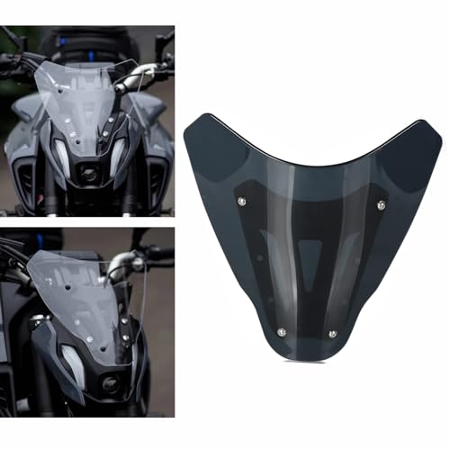 OXLLONE MT-07 FZ-07 2024 Windshield Protection Cover Motorcycle Windscreen Deflector with Bracket for MT07 FZ07 MT FZ 07 2021 2022 2023 2024- Dark Gray - Image 1