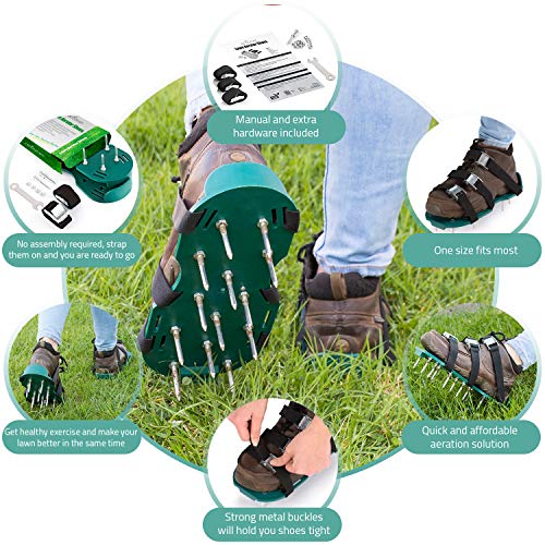 Abco Tech Lawn Aerator Shoes for Grass - Yard Aeration Tool with 3 Adjustable Straps and Heavy-Duty Metal Buckles - Aerating Shoes for Lawn Care, Grass Health, and Soil Ventilation - Image 3