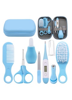 iMissiu Baby Grooming Healthcare Kit, 8 Piece Baby Safety Care Set, Baby Toiletry Bag, Baby Essentials Nursery Kit for Newborn Girl Boys (Blue)  - Image 1