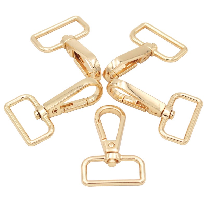 JWBIZ JWBIZ 15 Pcs D Ring Swivel Lobster Claw Clasp Push Gate Snap Hooks Trigger ClipsGold 1 inch 