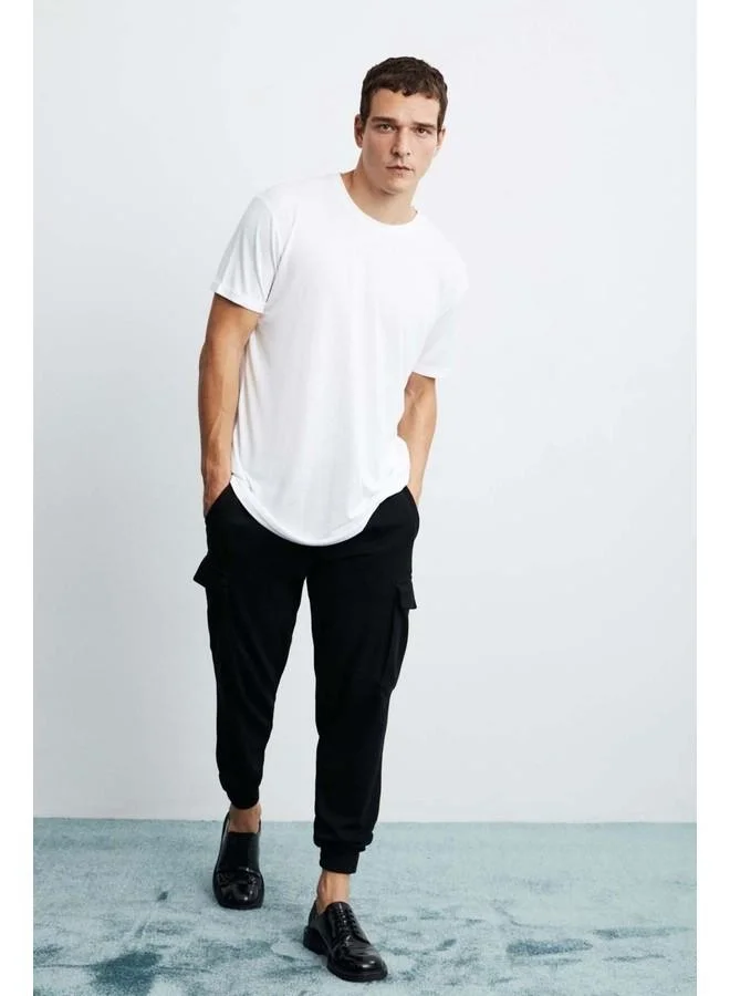 GRIMELANGE Oscar Men's 100% Organic Cotton Comfort Fit Long Draped Fabric White T-Shirt