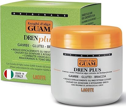 guam GUAM Cellulite Seaweed Mud Dren Plus for Legs Buttocks Arms 500g Anticellulite Body Mask Target Fat Deposits Swelling and Signs of Aging Slimming Skin Firming Antioxidant Cellulite Remover - Image 1