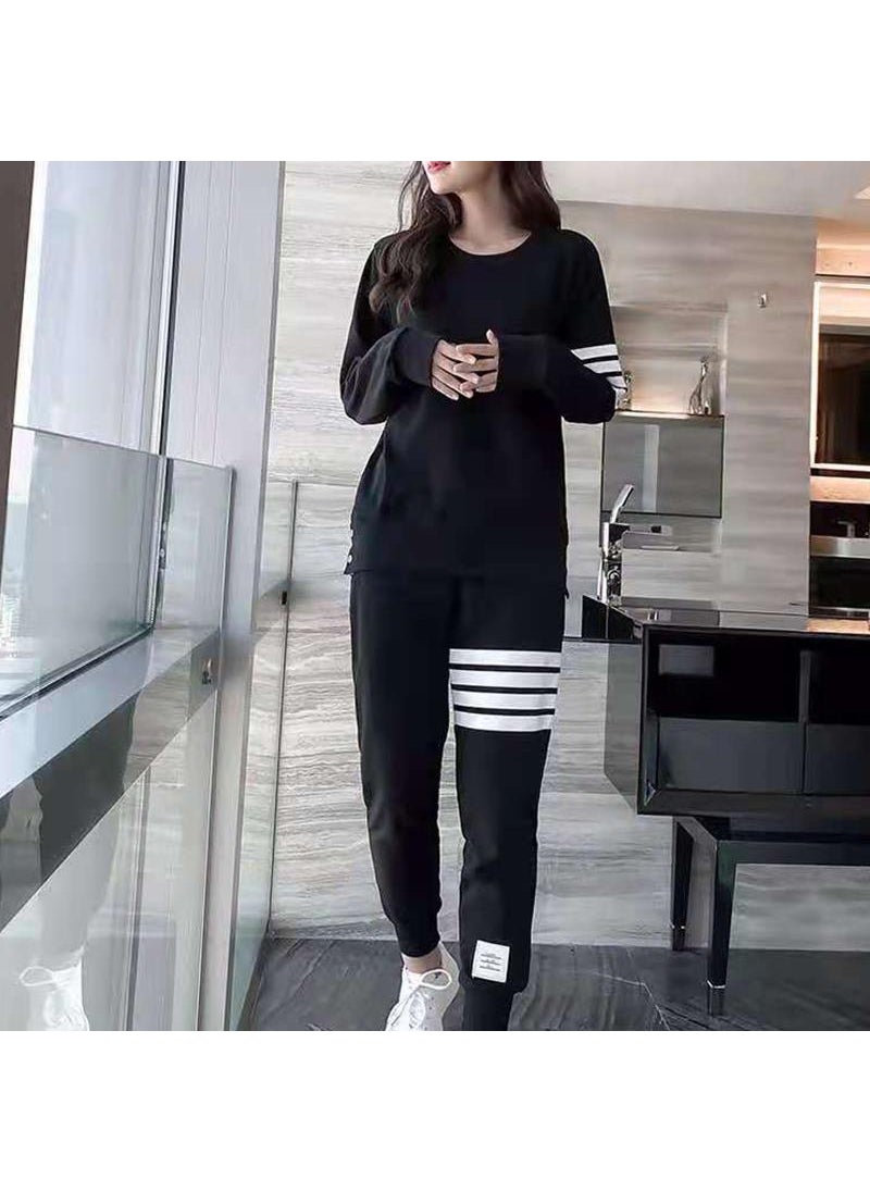 Generic - 2024 Autumn Korean Couple Casual Sportswear Set Black - Image 1