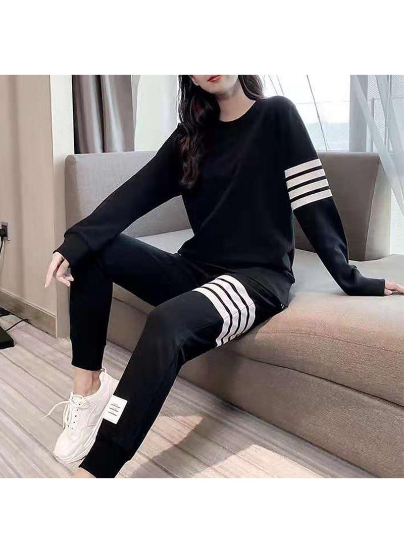 Generic - 2024 Autumn Korean Couple Casual Sportswear Set Black - Image 1