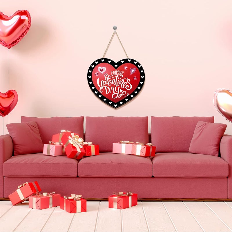 Marsui Happy Valentine's Day Wooden Hanging Sign Door Decor Wood Love Hearts Valentines Decorations Wall Plaque Ornaments for Table Room Outdoor Indoor Window Rustic Farmhouse Porch Decor (Heart) - Image 5