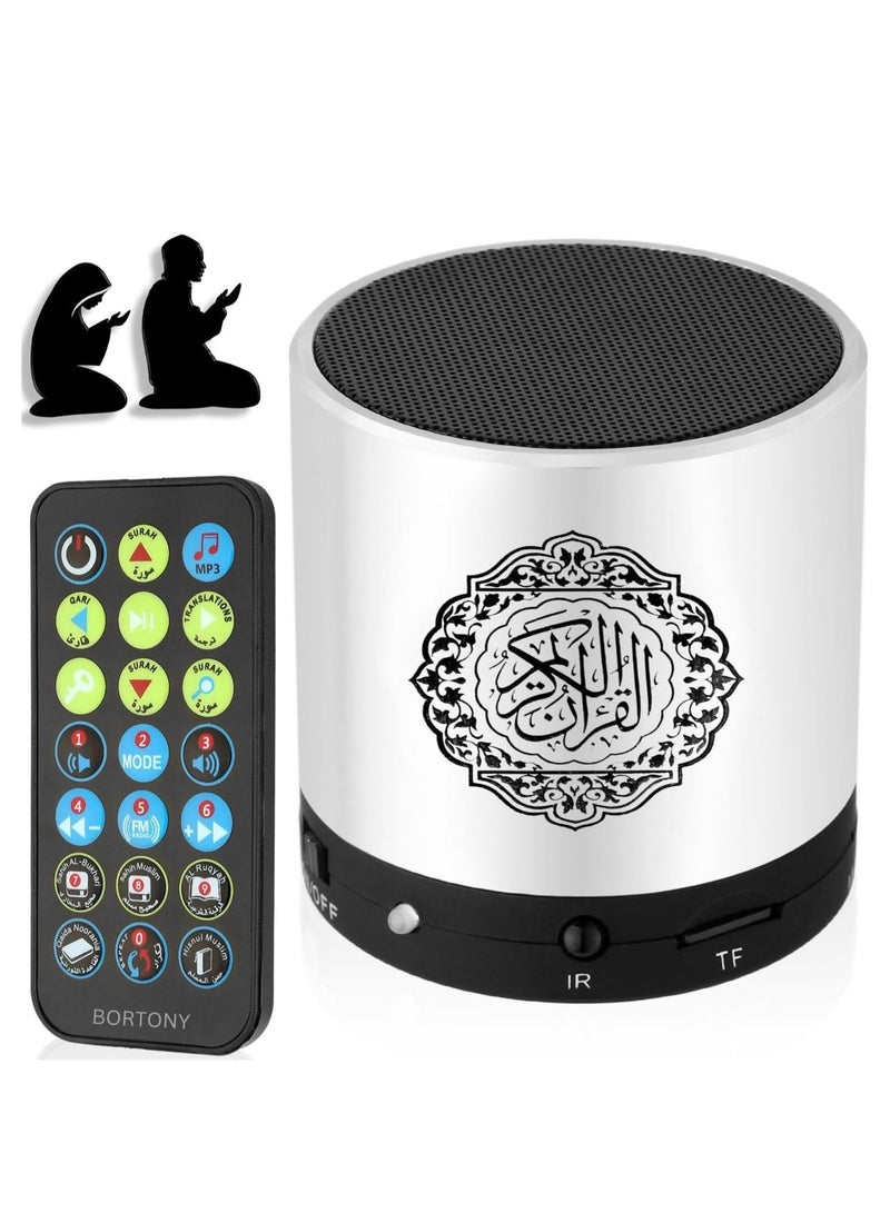 Quran Speaker, SQ 200 Remote Control Bluetooth Quran Speaker,Portable Bluetooth Wireless Quran Speaker MP3 Player 8GB TF FM Quran Quran Translator USB Rechargeable Speaker (Silver) - Image 1
