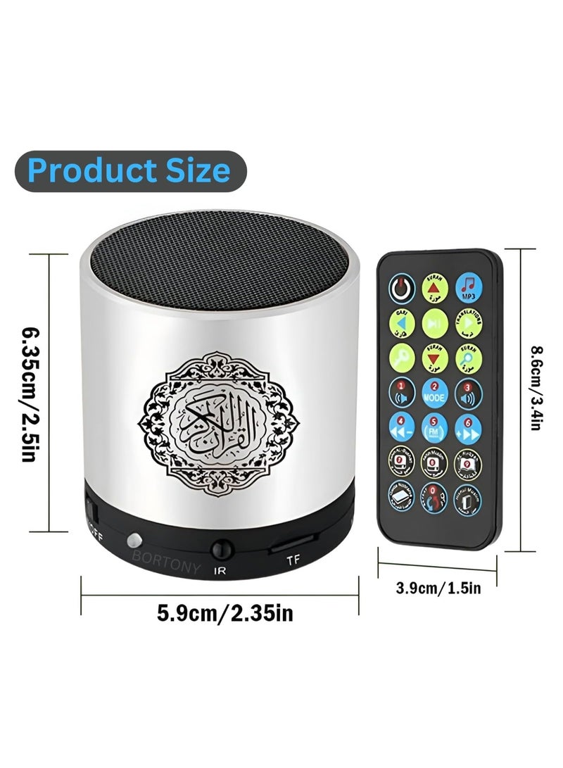 Quran Speaker, SQ 200 Remote Control Bluetooth Quran Speaker,Portable Bluetooth Wireless Quran Speaker MP3 Player 8GB TF FM Quran Quran Translator USB Rechargeable Speaker (Silver) - Image 2