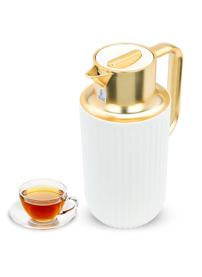 Everest Everest Laura Thermos Matte White With Gold Handle 1.6L 