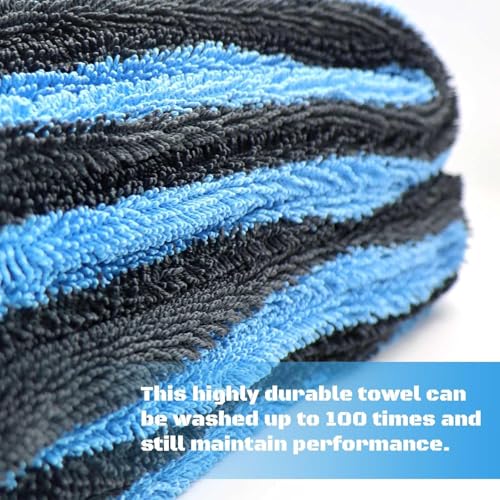 Auto Hub 1200 GSM Microfiber Cleaning Cloth, Dual Sided Car Cleaning Clothes, Twisted Loop- Thick Plush Micro fiber Cloth for Car Cleaning, Lint-Free for Quick Drying (60cmx40cm) 1pc, Color: Grey-Blue - Image 4