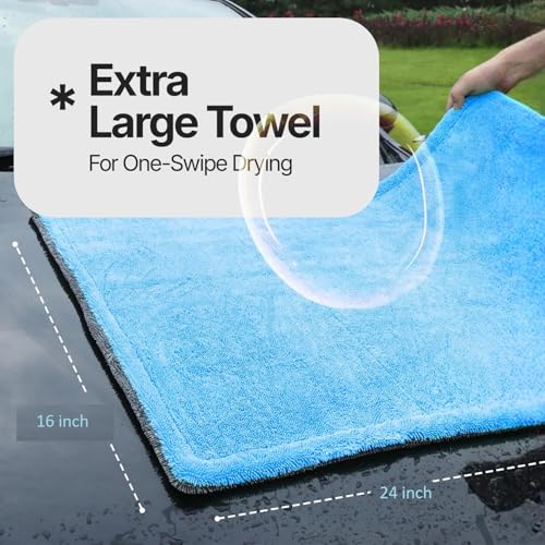 Auto Hub 1200 GSM Microfiber Cleaning Cloth, Dual Sided Car Cleaning Clothes, Twisted Loop- Thick Plush Micro fiber Cloth for Car Cleaning, Lint-Free for Quick Drying (60cmx40cm) 1pc, Color: Grey-Blue - Image 5