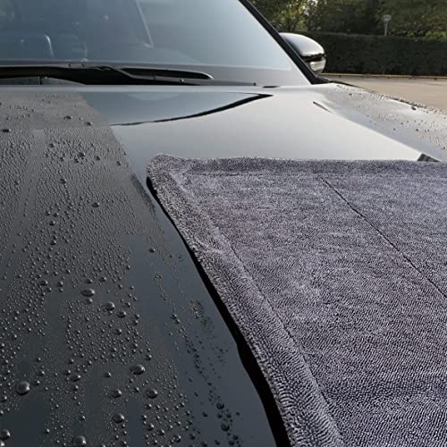 Auto Hub 1200 GSM Microfiber Cleaning Cloth, Dual Sided Car Cleaning Clothes, Twisted Loop- Thick Plush Micro fiber Cloth for Car Cleaning, Lint-Free for Quick Drying (60cmx40cm) 1pc, Color: Grey-Blue - Image 3