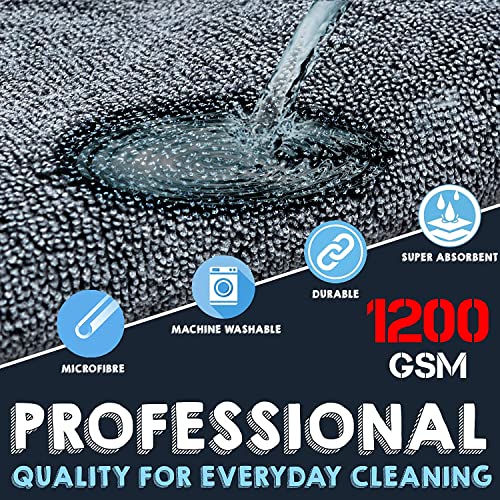 Auto Hub 1200 GSM Microfiber Cleaning Cloth, Dual Sided Car Cleaning Clothes, Twisted Loop- Thick Plush Micro fiber Cloth for Car Cleaning, Lint-Free for Quick Drying (60cmx40cm) 1pc, Color: Grey-Blue - Image 2