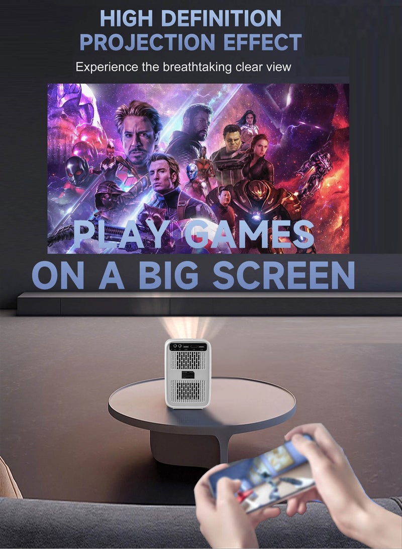 Umiio U20 Portable Video Projector 2.4/5G WiFi Bluetooth 200ANSI Lumens 4K Resolution 1-5M Projection Distance Android 9 RGB Lights Projector For Movie Music TV Game Casting with Stand -White - Image 3