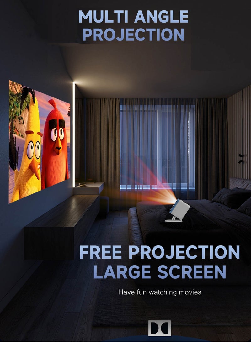 Umiio U20 Portable Video Projector 2.4/5G WiFi Bluetooth 200ANSI Lumens 4K Resolution 1-5M Projection Distance Android 9 RGB Lights Projector For Movie Music TV Game Casting with Stand -White - Image 5