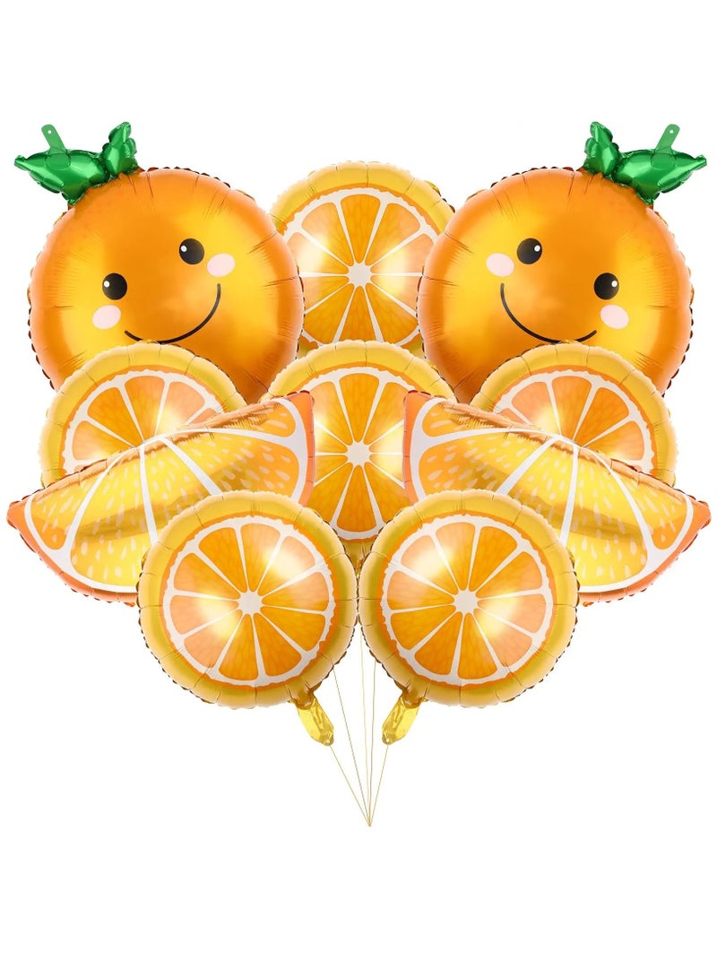 KASTWAVE 10 Pieces Orange Citrus Foil Balloon Cartoon Fruit Aluminum Foil Balloons, Jumbo Birthday Tangerine Balloons for Baby Shower Summer Citrus Themed Boy Girl Birthday Party Decor Supplies - Image 1