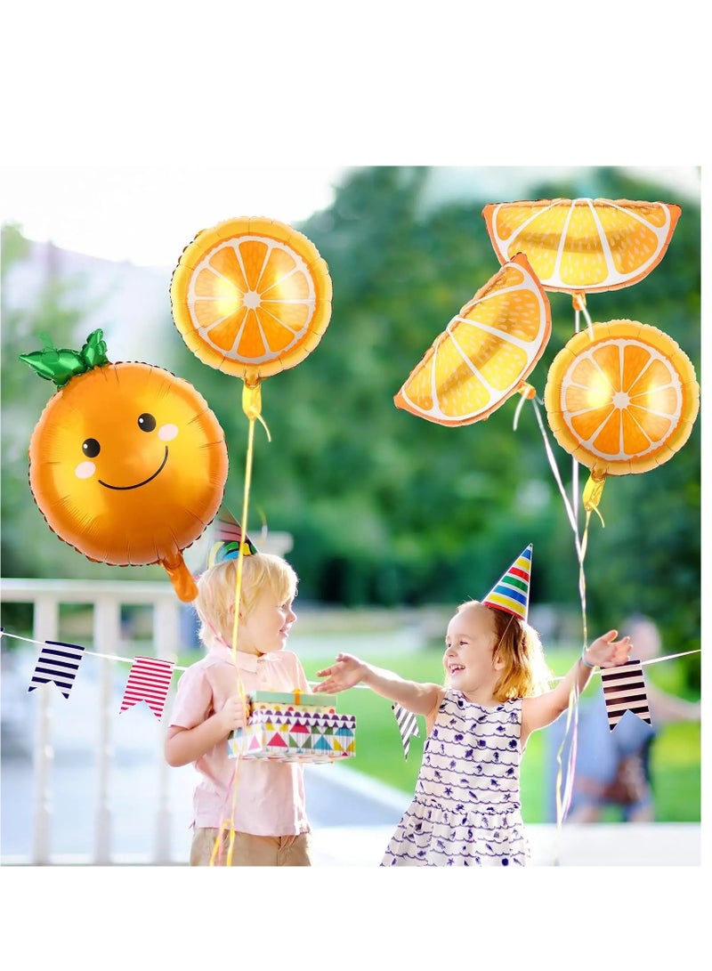 KASTWAVE 10 Pieces Orange Citrus Foil Balloon Cartoon Fruit Aluminum Foil Balloons, Jumbo Birthday Tangerine Balloons for Baby Shower Summer Citrus Themed Boy Girl Birthday Party Decor Supplies - Image 2