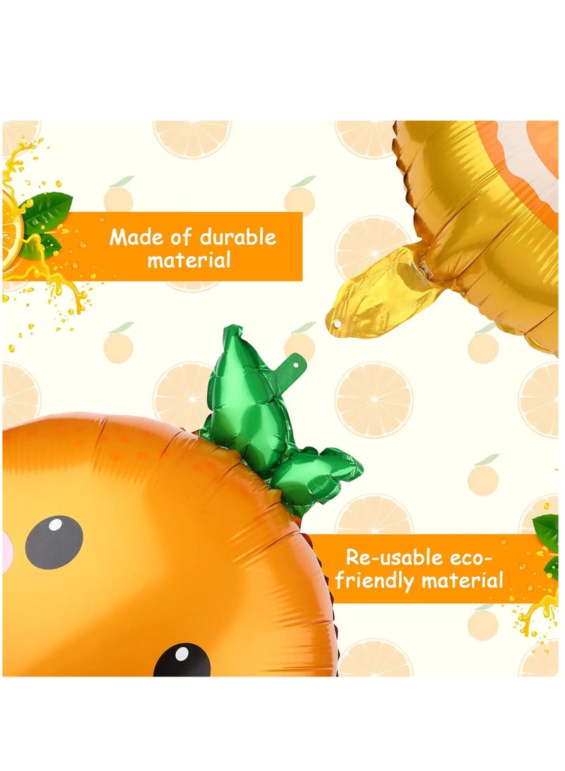 KASTWAVE 10 Pieces Orange Citrus Foil Balloon Cartoon Fruit Aluminum Foil Balloons, Jumbo Birthday Tangerine Balloons for Baby Shower Summer Citrus Themed Boy Girl Birthday Party Decor Supplies - Image 3