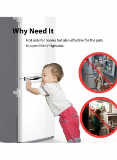 KASTWAVE 2 PCS Home Fridge Freezer Door Lock KASTWAVE Latch Catch Toddler Kids Child Refrigerator Cabinet Locks Baby Safety Child Lock Easy to Install and Use 3M Adhesive no Tools Need or Drill White  - Image 5