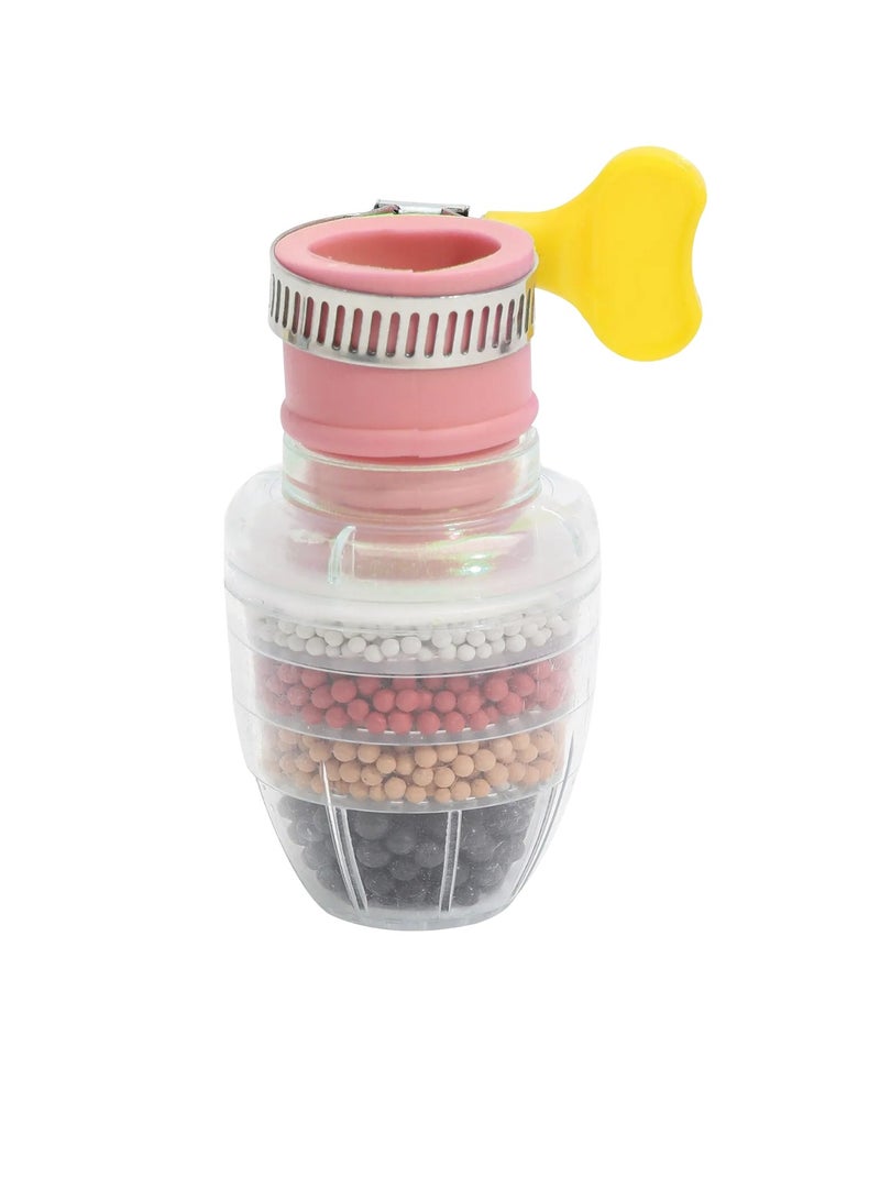 AROAQ فلتر مياه منزلي، فلتر صنبور مياه، فلتر مياه 6 طبقات، منقي مياه صنبور صلب بالفحم النشط، مصفاة صنبور للمطبخ والحمام، (وردي) - Image 1