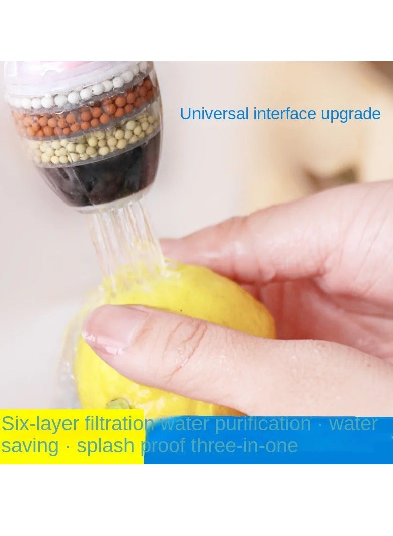 AROAQ فلتر مياه منزلي، فلتر صنبور مياه، فلتر مياه 6 طبقات، منقي مياه صنبور صلب بالفحم النشط، مصفاة صنبور للمطبخ والحمام، (وردي) - Image 4