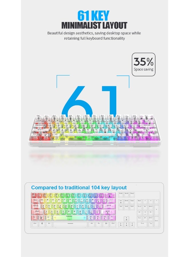 XUNFOX XUNFOX K30Pro wireless Bluetooth three-mode transparent mechanical keyboard white axis hot-swappable RGB keyboard - Black  - Image 4