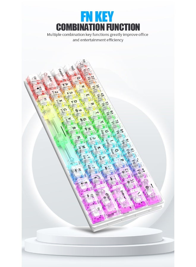 XUNFOX XUNFOX K30Pro wireless Bluetooth three-mode transparent mechanical keyboard white axis hot-swappable RGB keyboard - Black  - Image 5