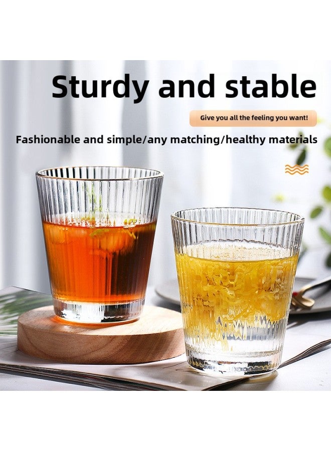 High-looking Light Luxury Water Cup Women's High-grade Glass Cup Coffee Household Milk Cup Couple Cup Boys Juice Cup-Color:Hammered Short Water Cup - Image 3