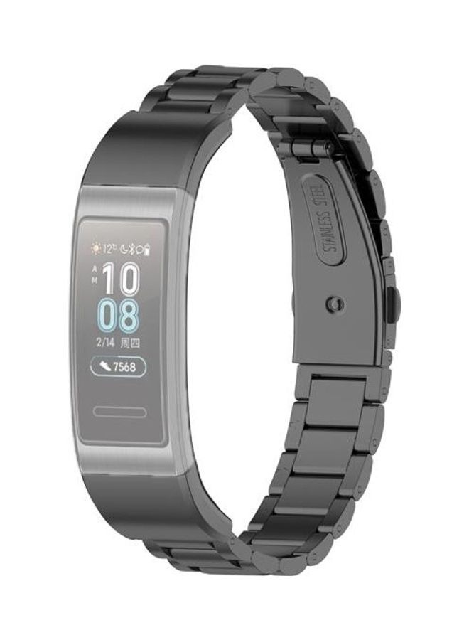 NIBEMINENT Three Beads Steel Wrist Strap For Huawei Band 4 Pro(TER-B29S)/Band 3 Pro(TER-B29)/Band (TER-B09) Black  - Image 1