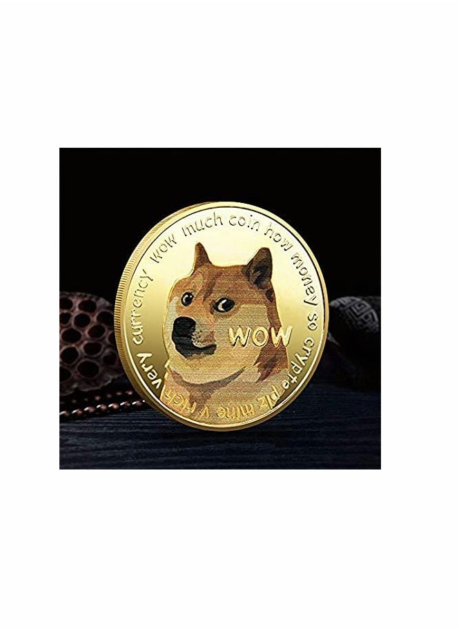 KASTWAVE - 1oz Gold Dogecoin Commemorative Coin Plated Doge 2021 Limited Edition Collectible with Protective Case - Image 1