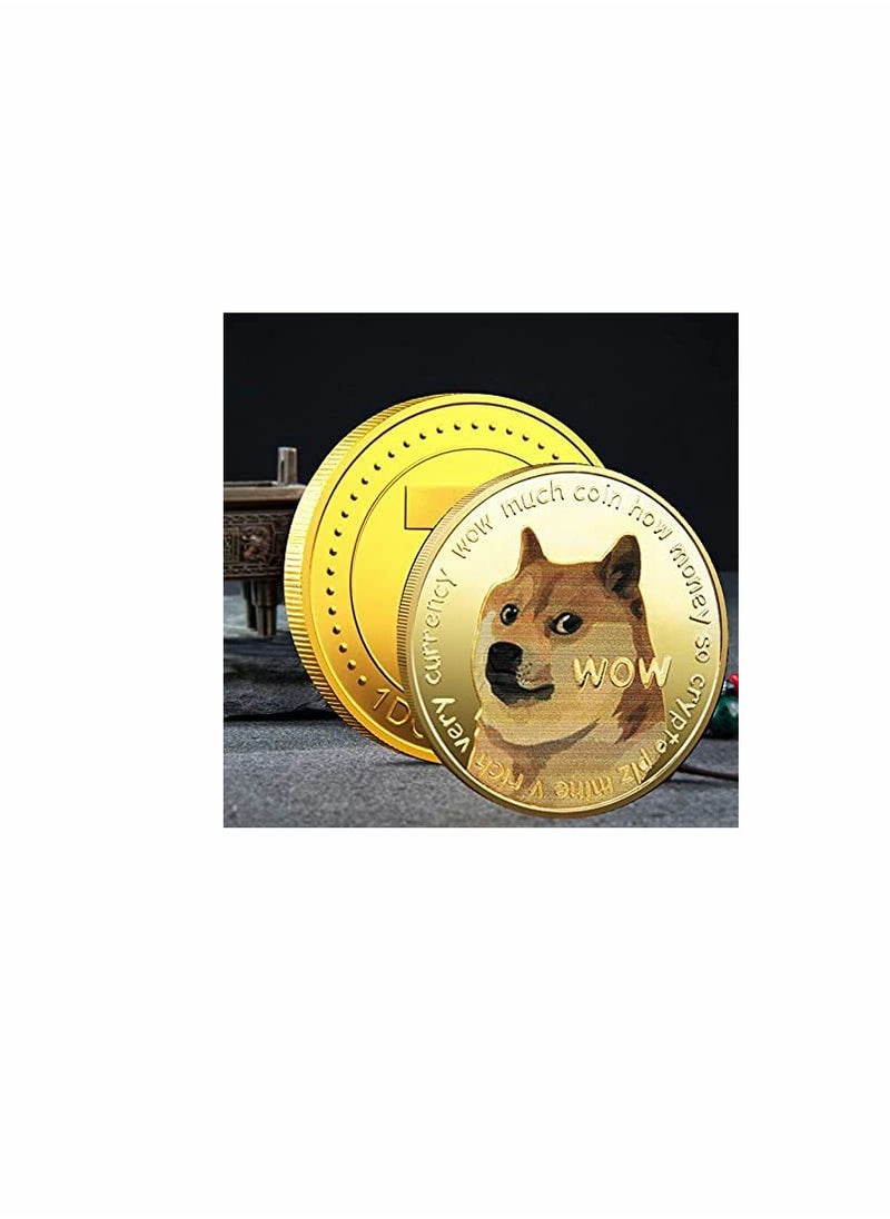 KASTWAVE - 1oz Gold Dogecoin Commemorative Coin Plated Doge 2021 Limited Edition Collectible with Protective Case - Image 1