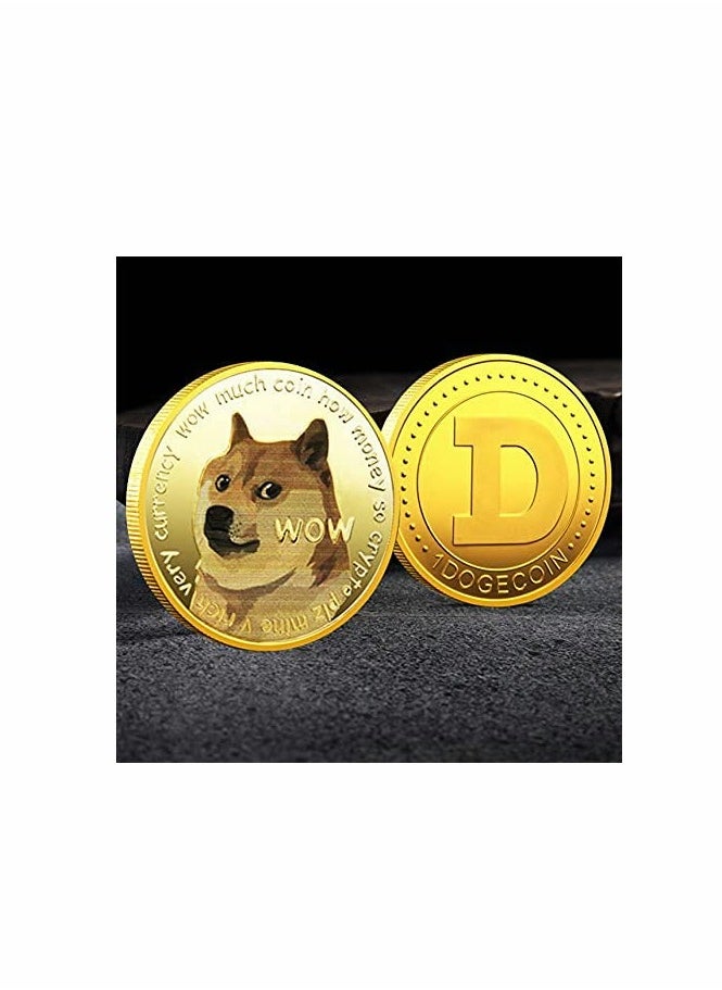 KASTWAVE - 1oz Gold Dogecoin Commemorative Coin Plated Doge 2021 Limited Edition Collectible with Protective Case - Image 1