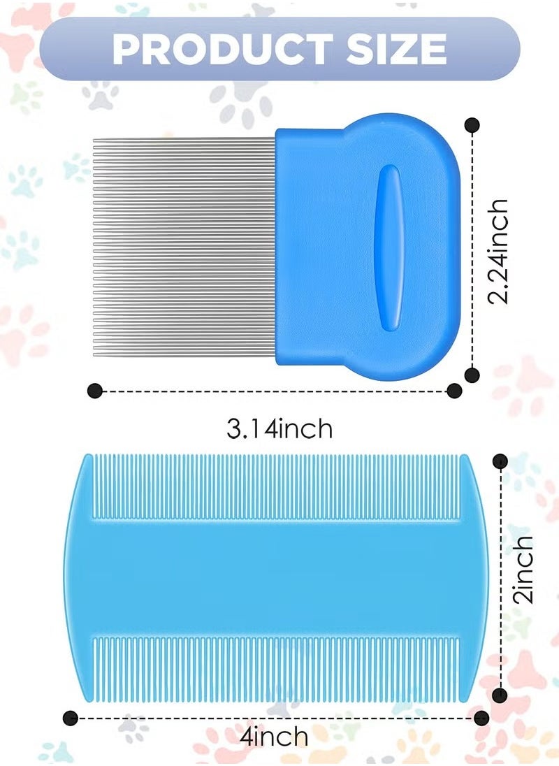 Generic 8 Pieces Flea Lice Combs, Double Sided Lice Removal Comb, Hair Grooming Comb with Metal Teeth (10 x 5cm, 5.7 x 5.7cm, Pink/ Light Blue/ Blue/ White/ Green/ Red/ Yellow)  - Image 2