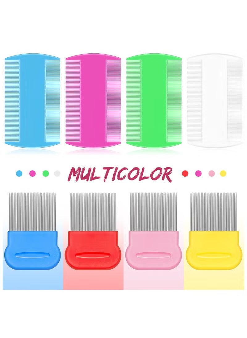 Generic 8 Pieces Flea Lice Combs, Double Sided Lice Removal Comb, Hair Grooming Comb with Metal Teeth (10 x 5cm, 5.7 x 5.7cm, Pink/ Light Blue/ Blue/ White/ Green/ Red/ Yellow)  - Image 3