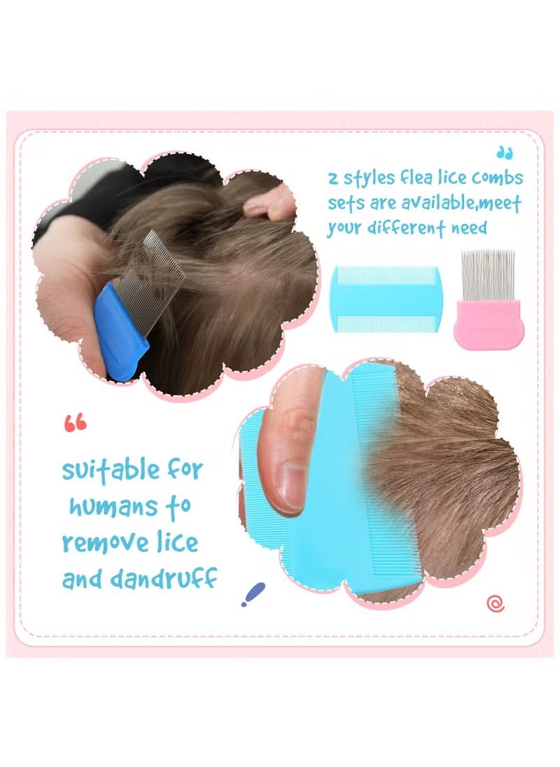 Generic 8 Pieces Flea Lice Combs, Double Sided Lice Removal Comb, Hair Grooming Comb with Metal Teeth (10 x 5cm, 5.7 x 5.7cm, Pink/ Light Blue/ Blue/ White/ Green/ Red/ Yellow)  - Image 5