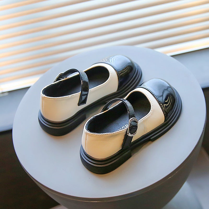 Girls Princess Shoes 2025 New Spring Shoes Soft Sole Black and White Color Matching Baby Mary Jane Shoes Children''s Leather Shoes - Image 4