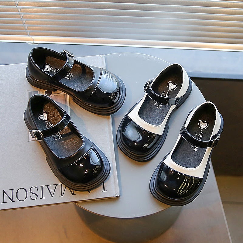 Girls Princess Shoes 2025 New Spring Shoes Soft Sole Black and White Color Matching Baby Mary Jane Shoes Children''s Leather Shoes - Image 2