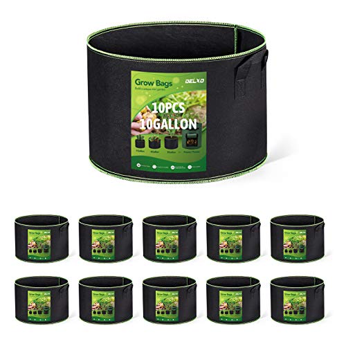 Delxo 10 Gallon Grow Bags 10 Pack for Planting, Fabric Pots Plants Growing Bags with Handles Heavy Duty Aeration Thickened Nonwoven - Image 1